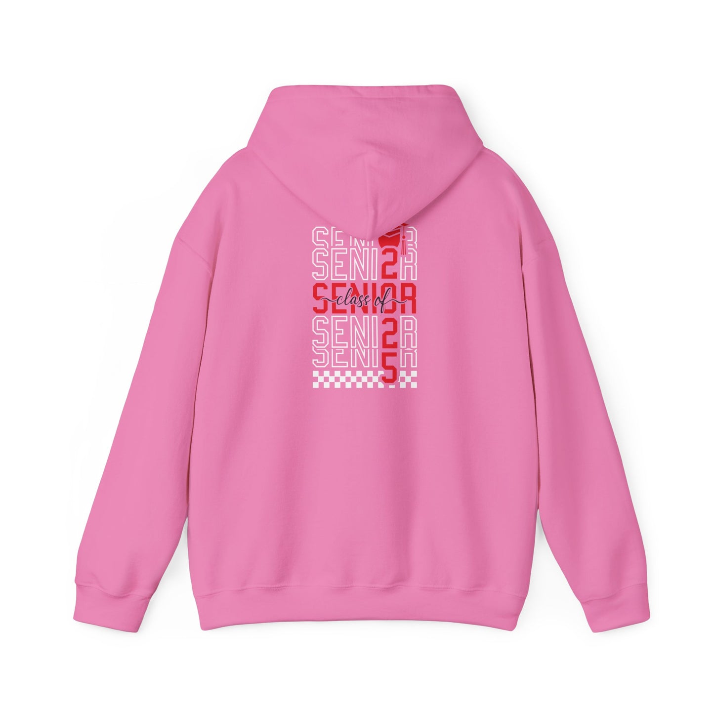 Graduating Senior 2025 Hoodie with retro design on back (Red Logo)