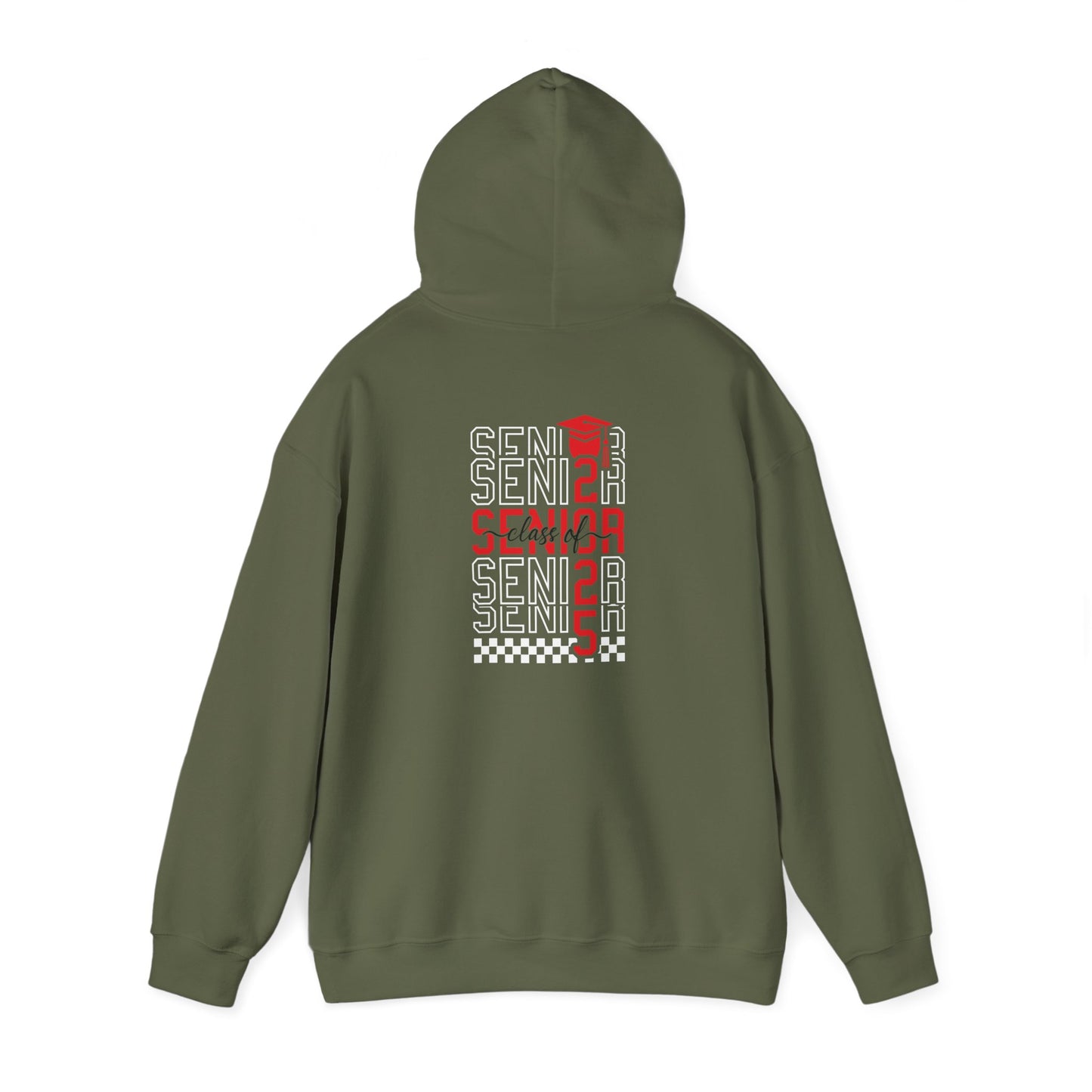 Graduating Senior 2025 Hoodie with retro design on back (Red Logo)