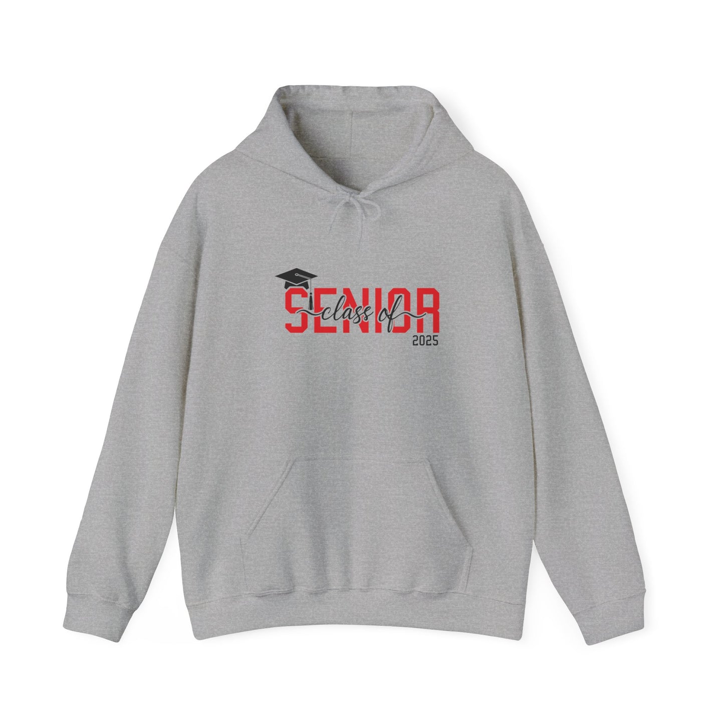 Graduating Senior 2025 Hoodie with retro design on back (Red Logo)