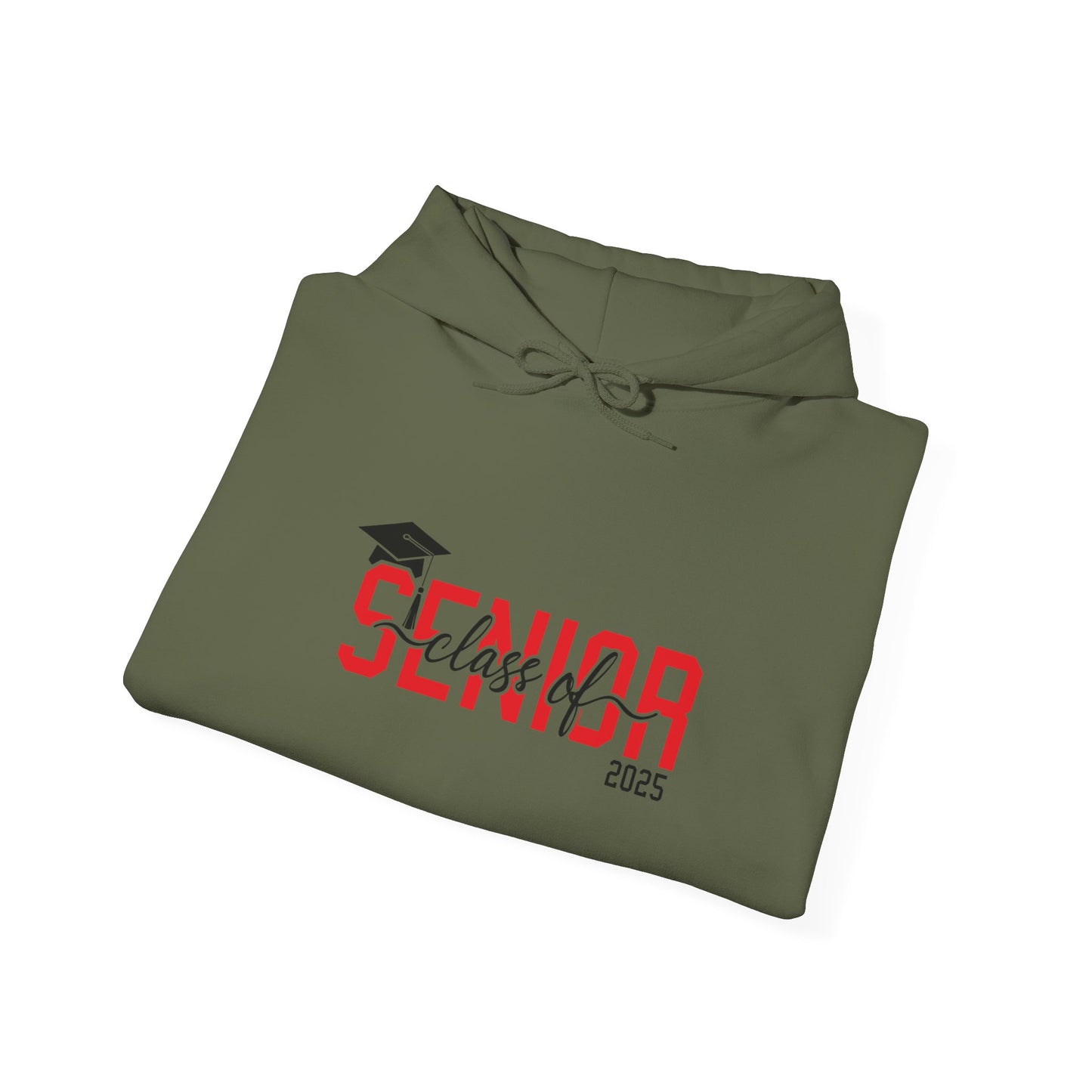 Graduating Senior 2025 Hoodie with retro design on back (Red Logo)