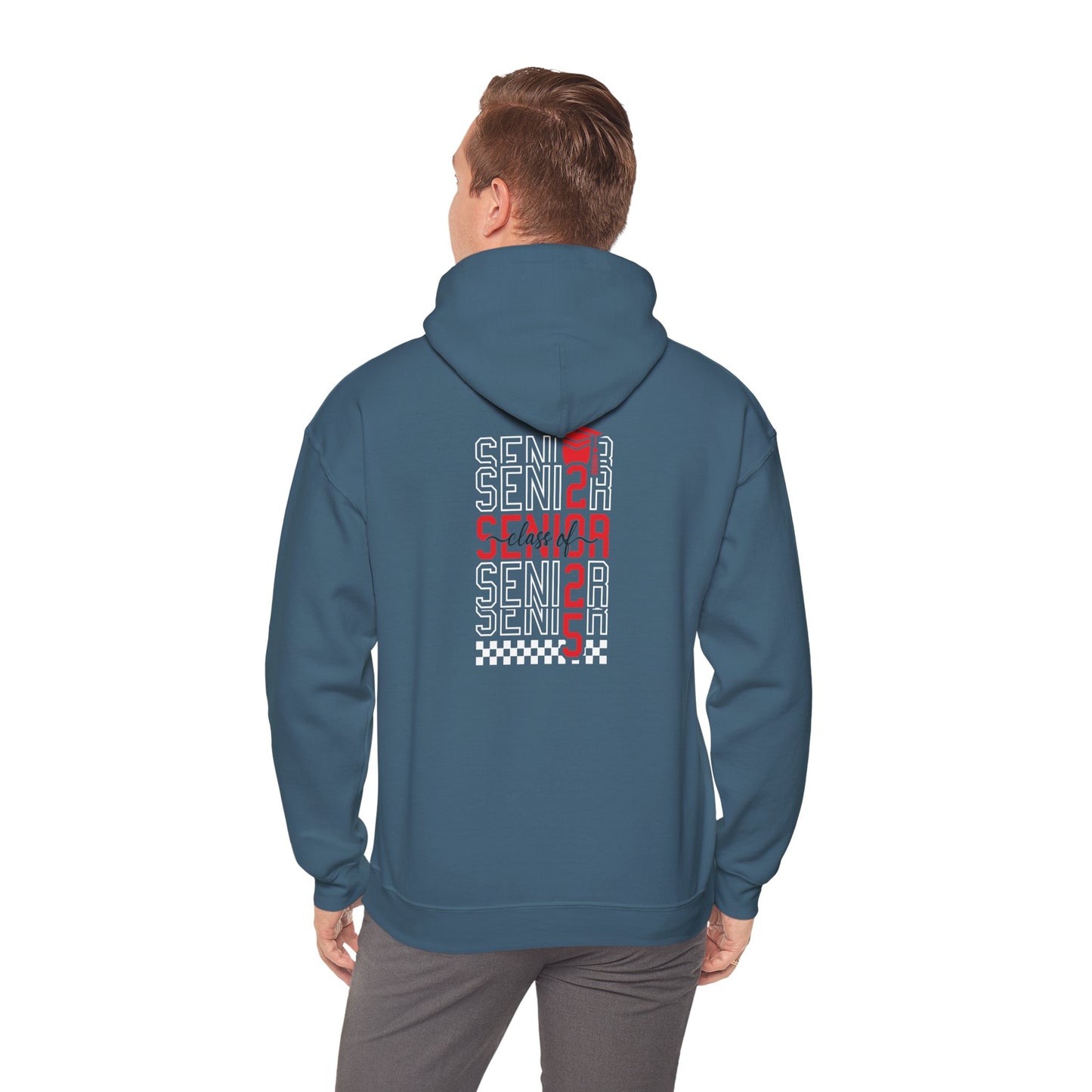 Graduating Senior 2025 Hoodie with retro design on back (Red Logo)