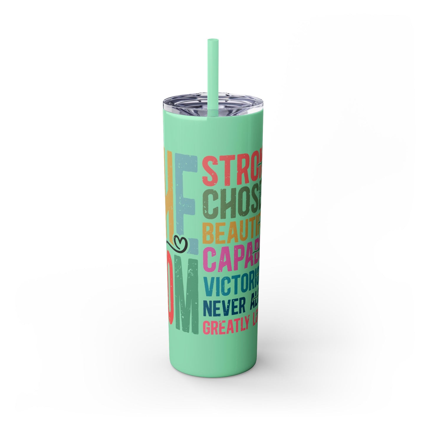 SHE IS MOM Skinny Tumbler, 20oz
