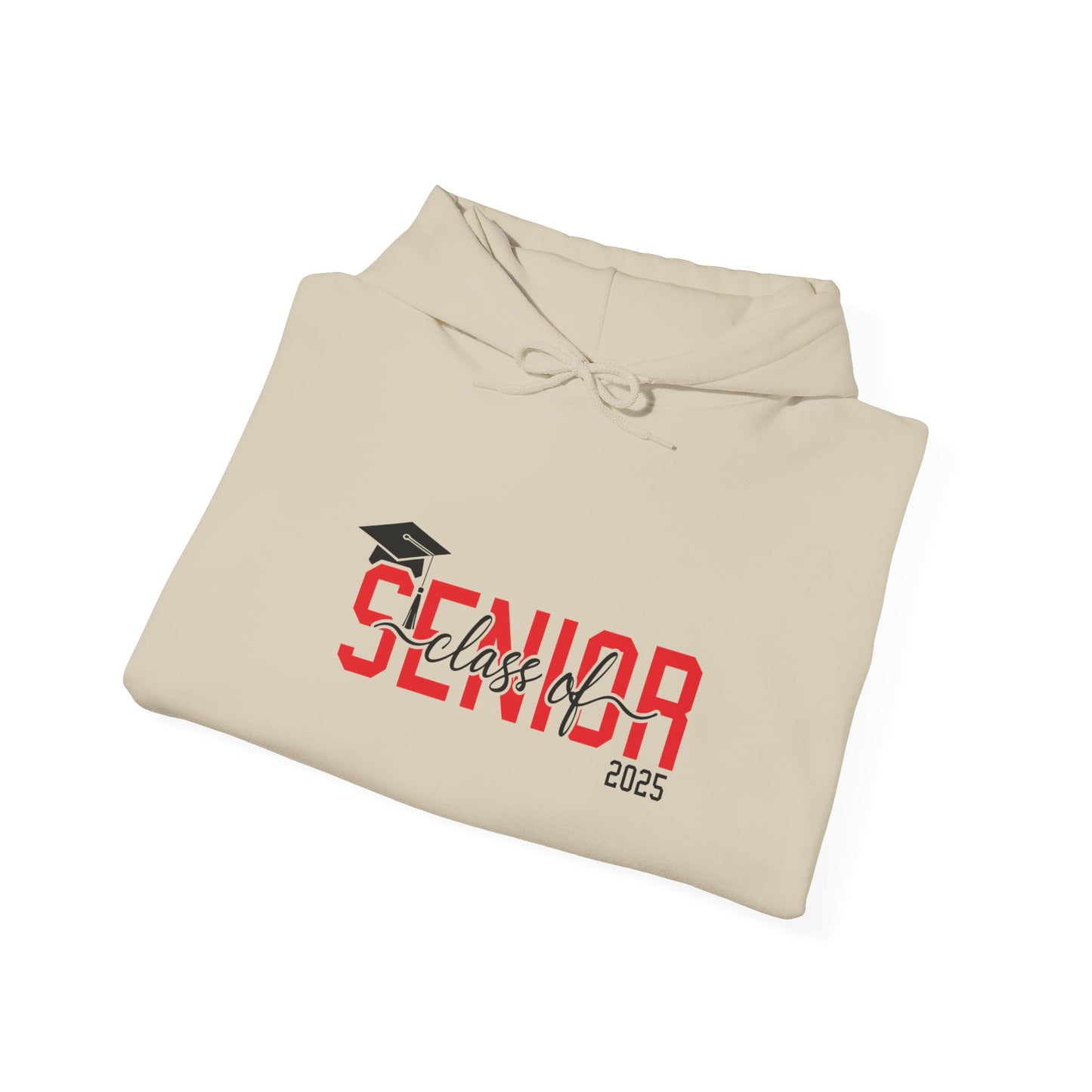 Graduating Senior 2025 Hoodie with retro design on back (Red Logo)