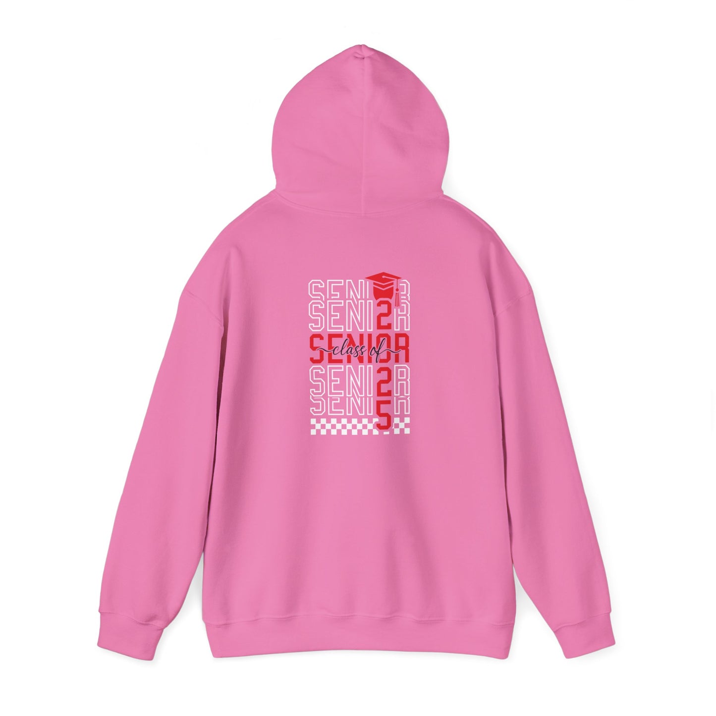 Graduating Senior 2025 Hoodie with retro design on back (Red Logo)