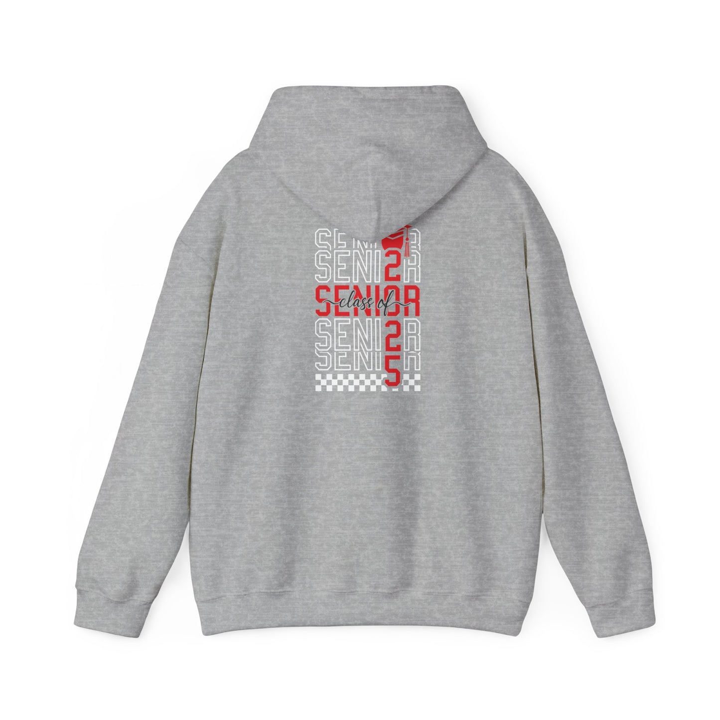 Graduating Senior 2025 Hoodie with retro design on back (Red Logo)