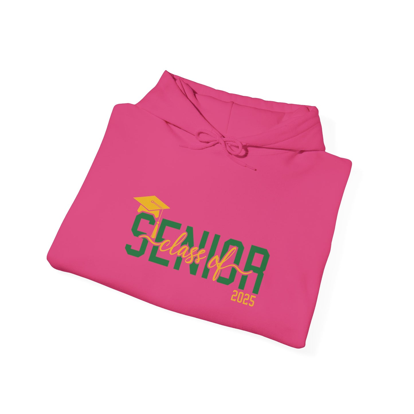 Graduating Senior 2025 Hoodie with retro design on back (Green Logo)