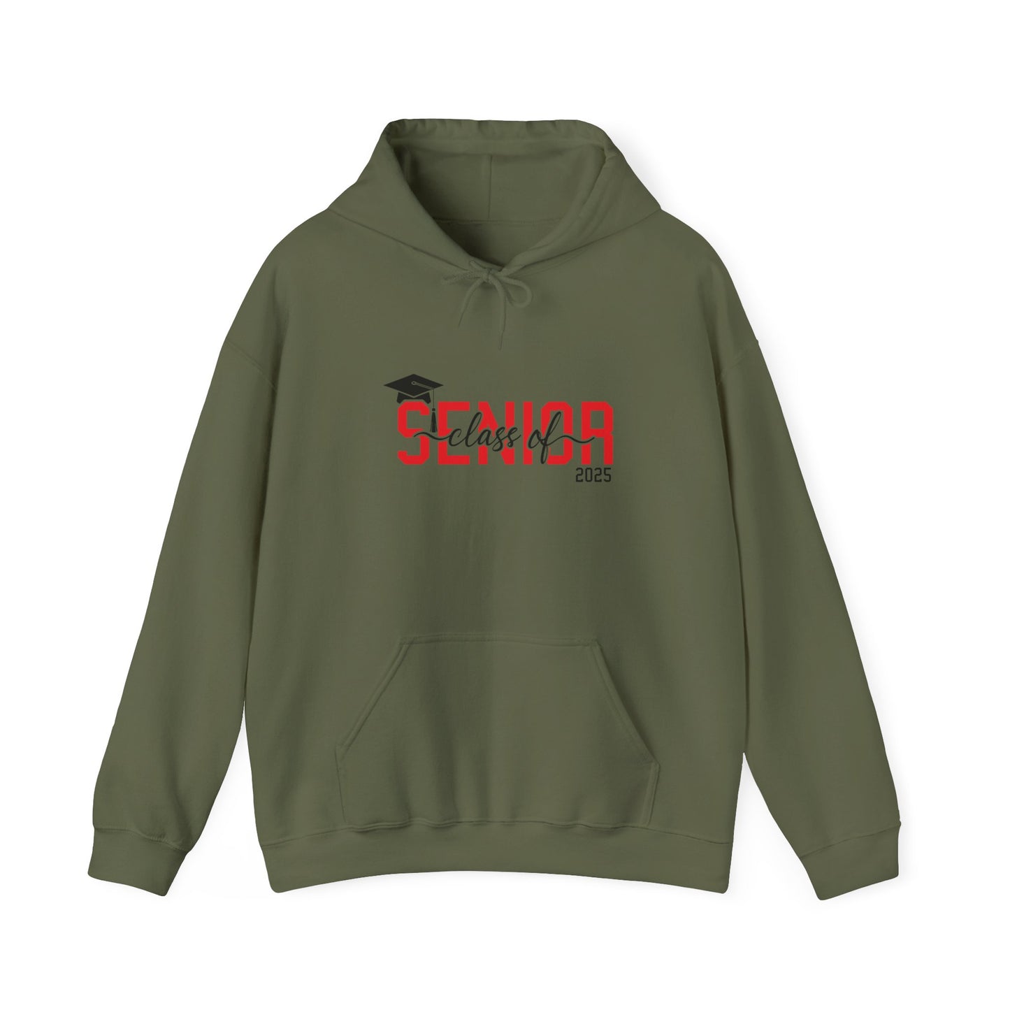 Graduating Senior 2025 Hoodie with retro design on back (Red Logo)