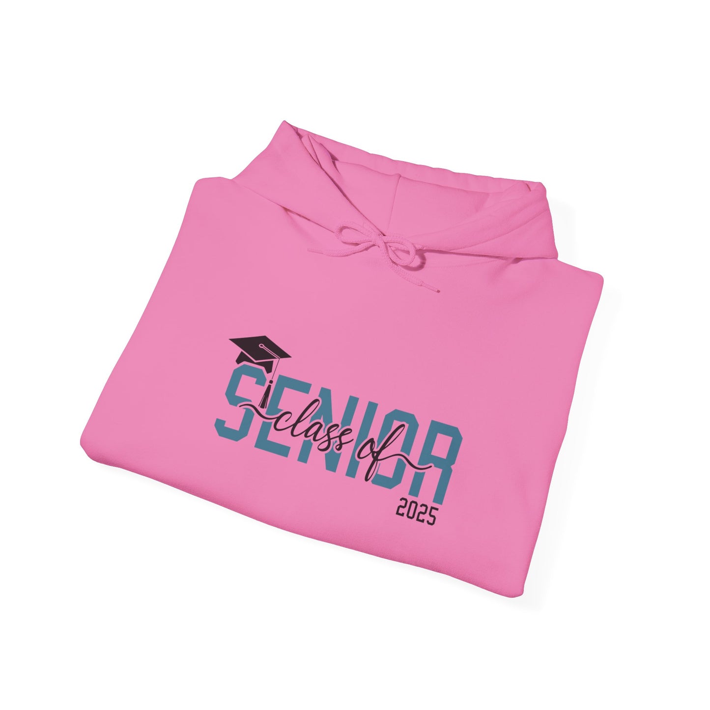 Graduating Senior 2025 Hoodie with retro design on back (Turquoise Logo)