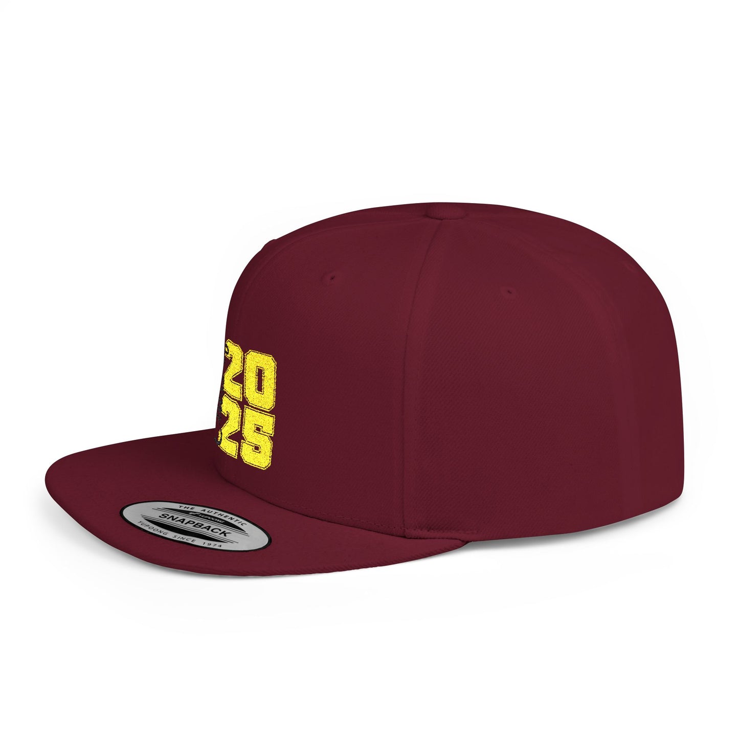 Class of 2025 Flat Bill Snapback Hat (Gold Embroidery)