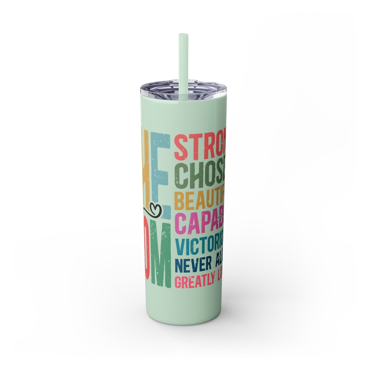 SHE IS MOM Skinny Tumbler, 20oz