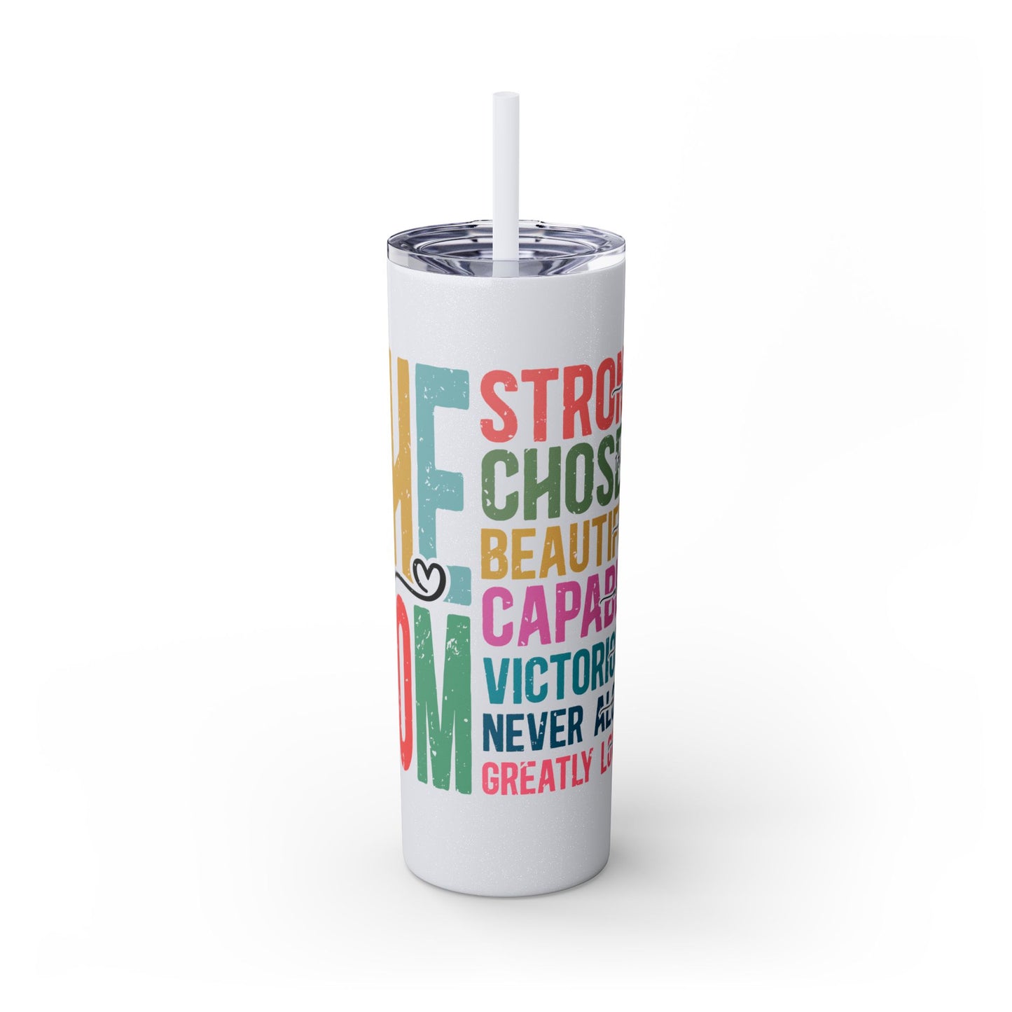 SHE IS MOM Skinny Tumbler, 20oz