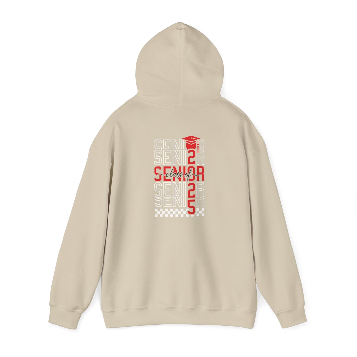 Graduating Senior 2025 Hoodie with retro design on back (Red Logo)