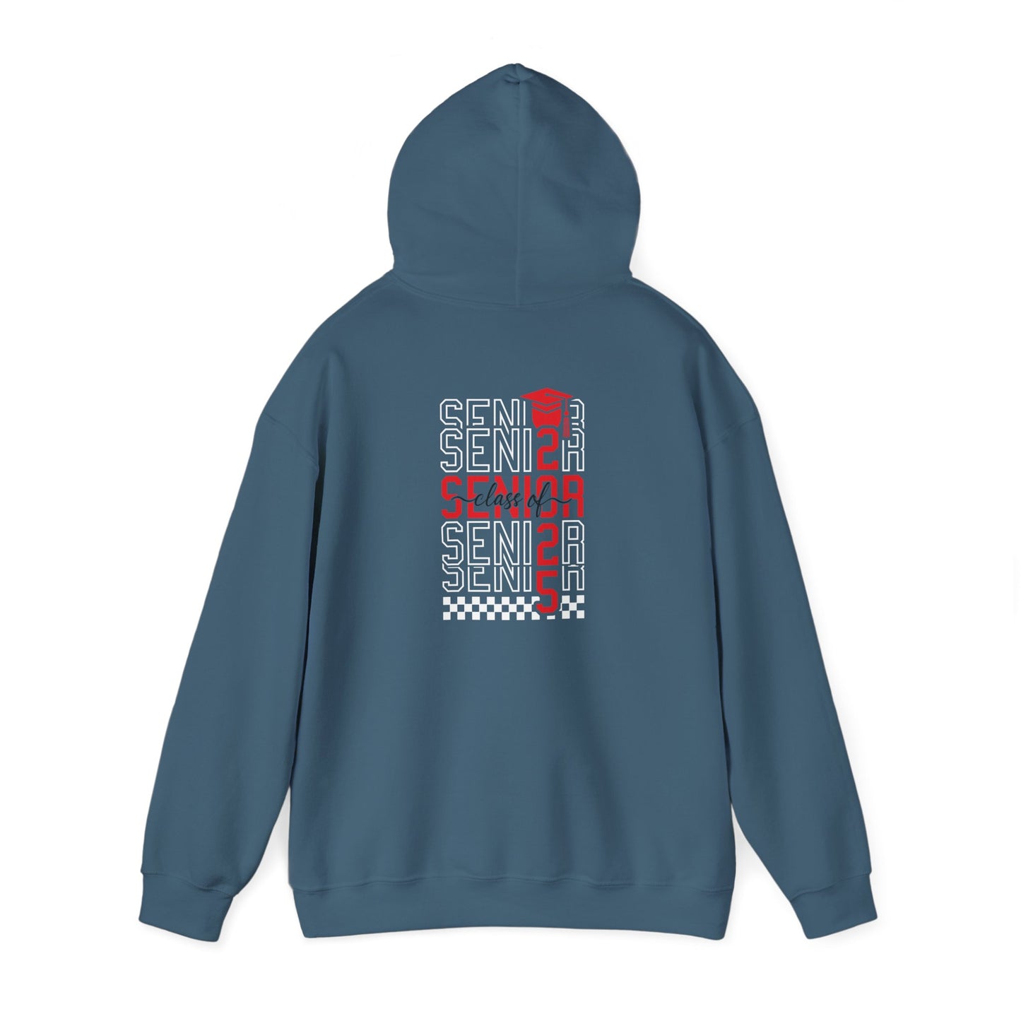 Graduating Senior 2025 Hoodie with retro design on back (Red Logo)