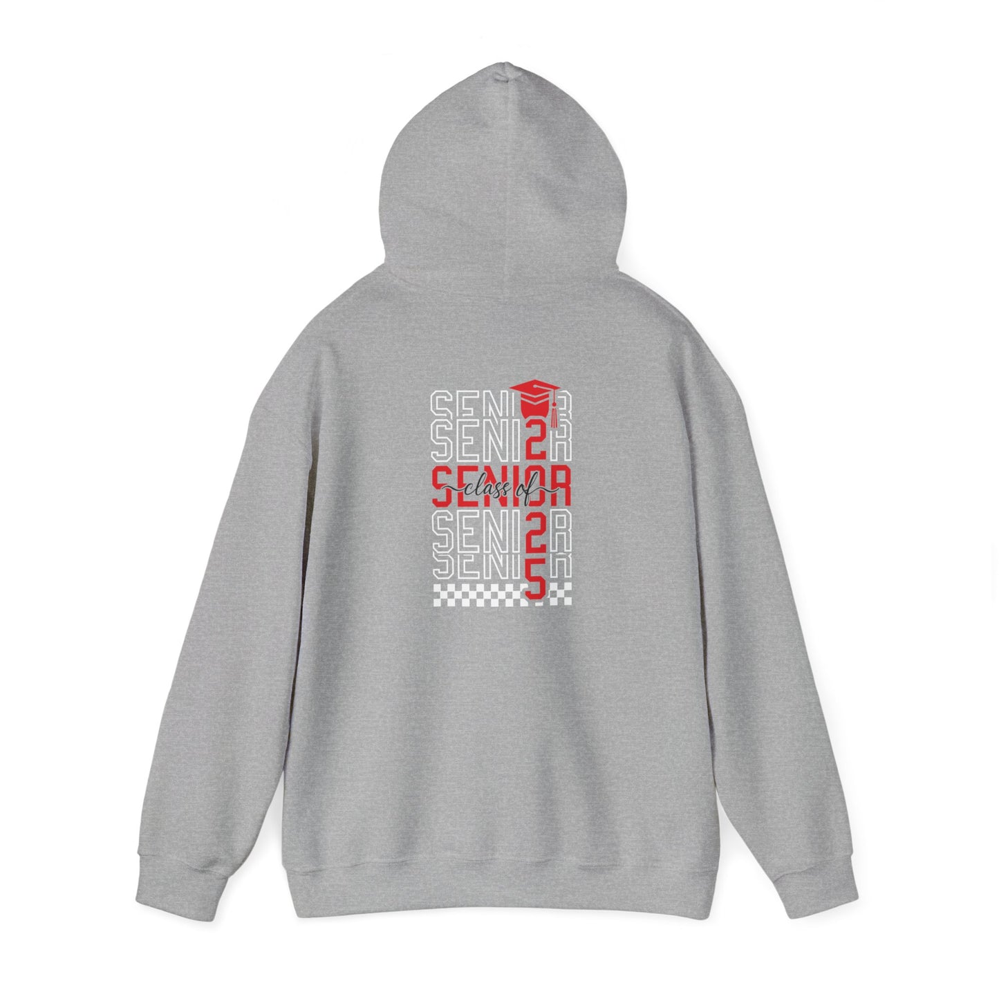 Graduating Senior 2025 Hoodie with retro design on back (Red Logo)