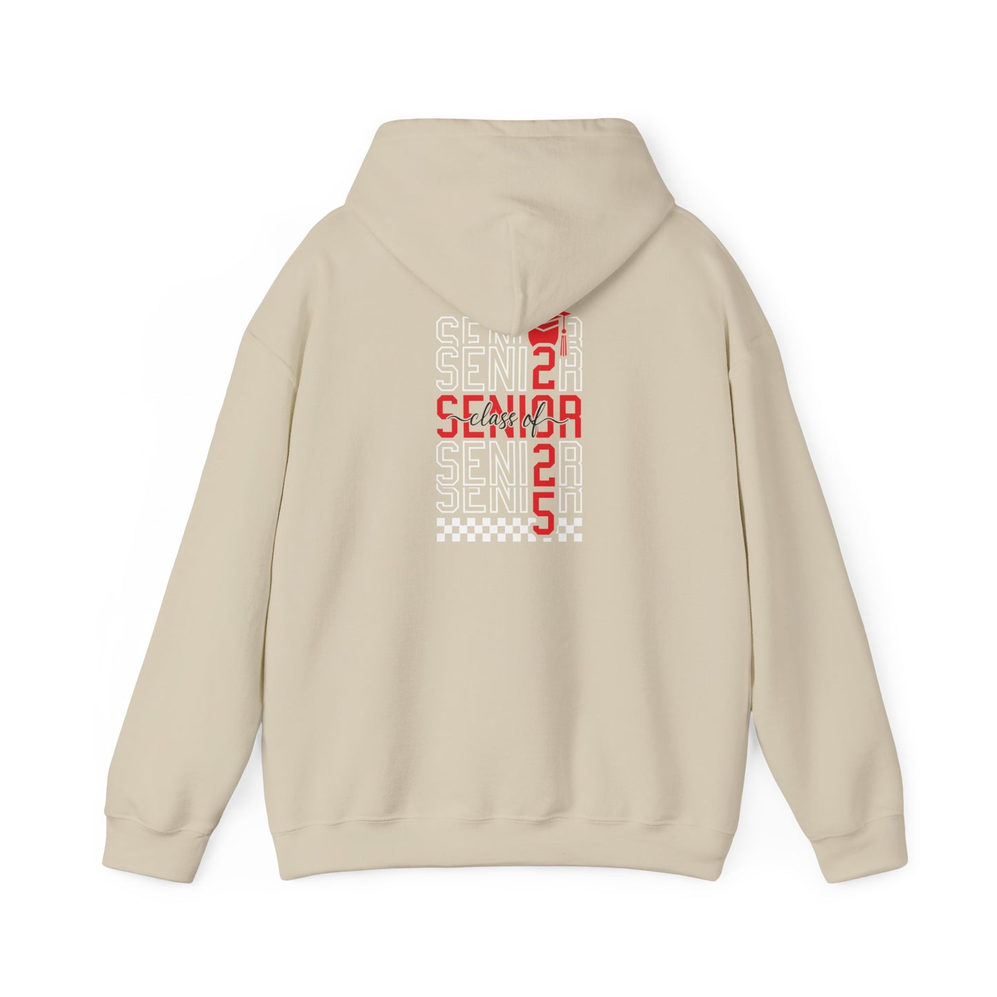 Graduating Senior 2025 Hoodie with retro design on back (Red Logo)