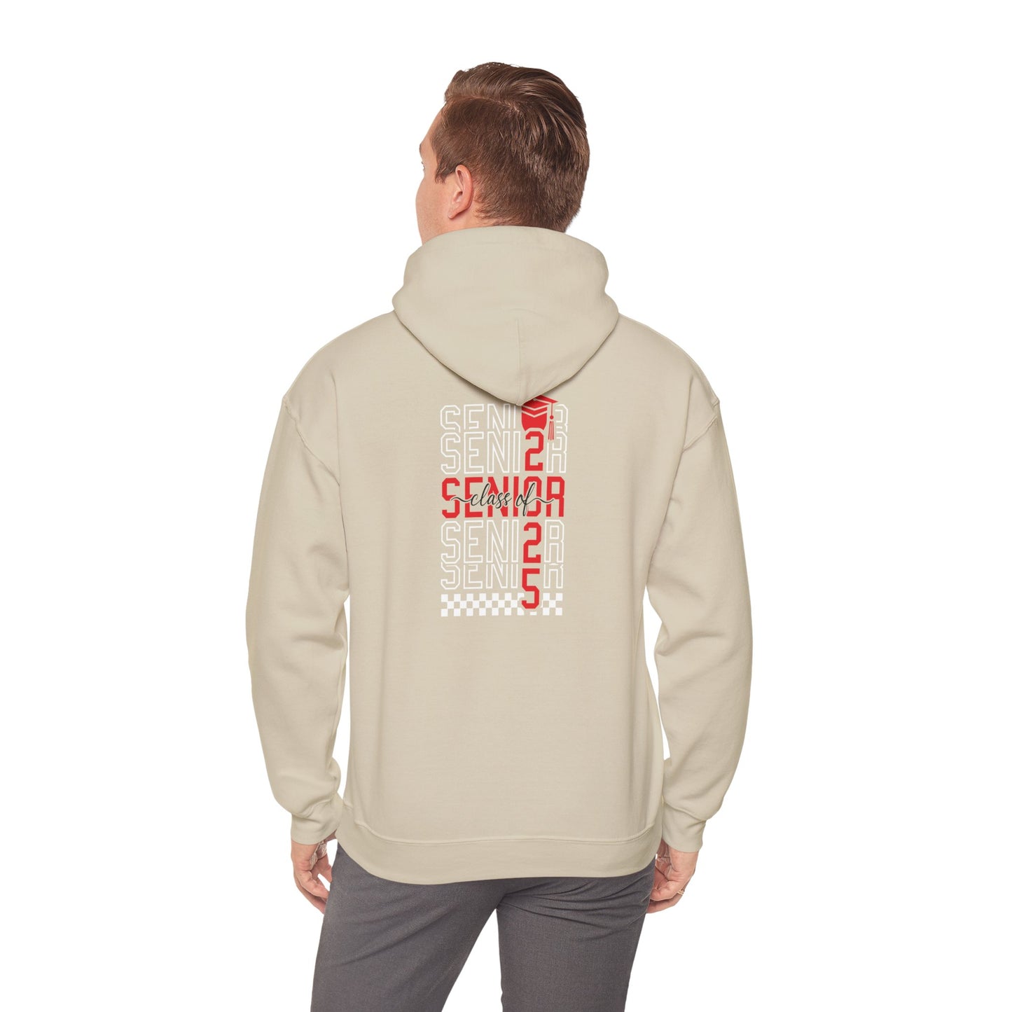 Graduating Senior 2025 Hoodie with retro design on back (Red Logo)