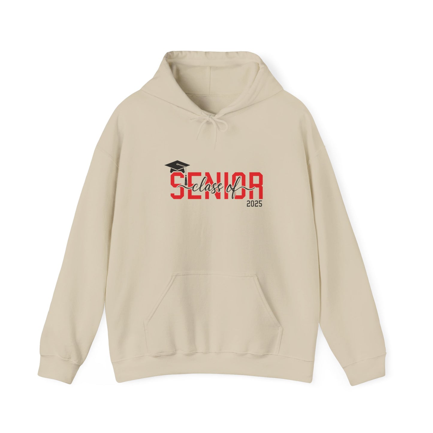 Graduating Senior 2025 Hoodie with retro design on back (Red Logo)