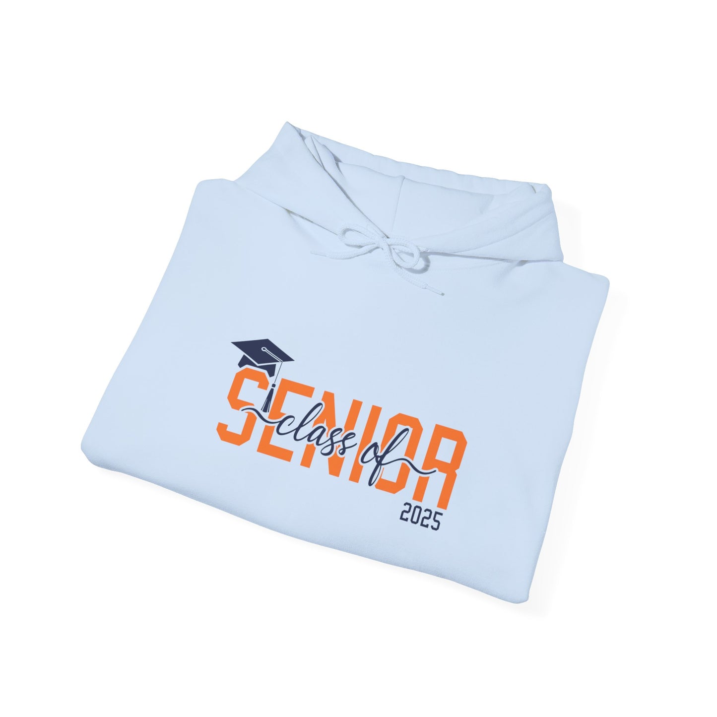 Graduating Senior 2025 Hoodie with retro design on back (Orange Logo)